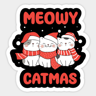 Meowy Catmas Pun Design Sticker